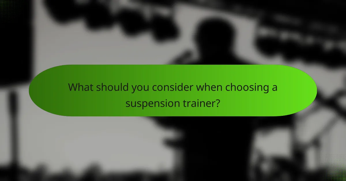 What should you consider when choosing a suspension trainer?